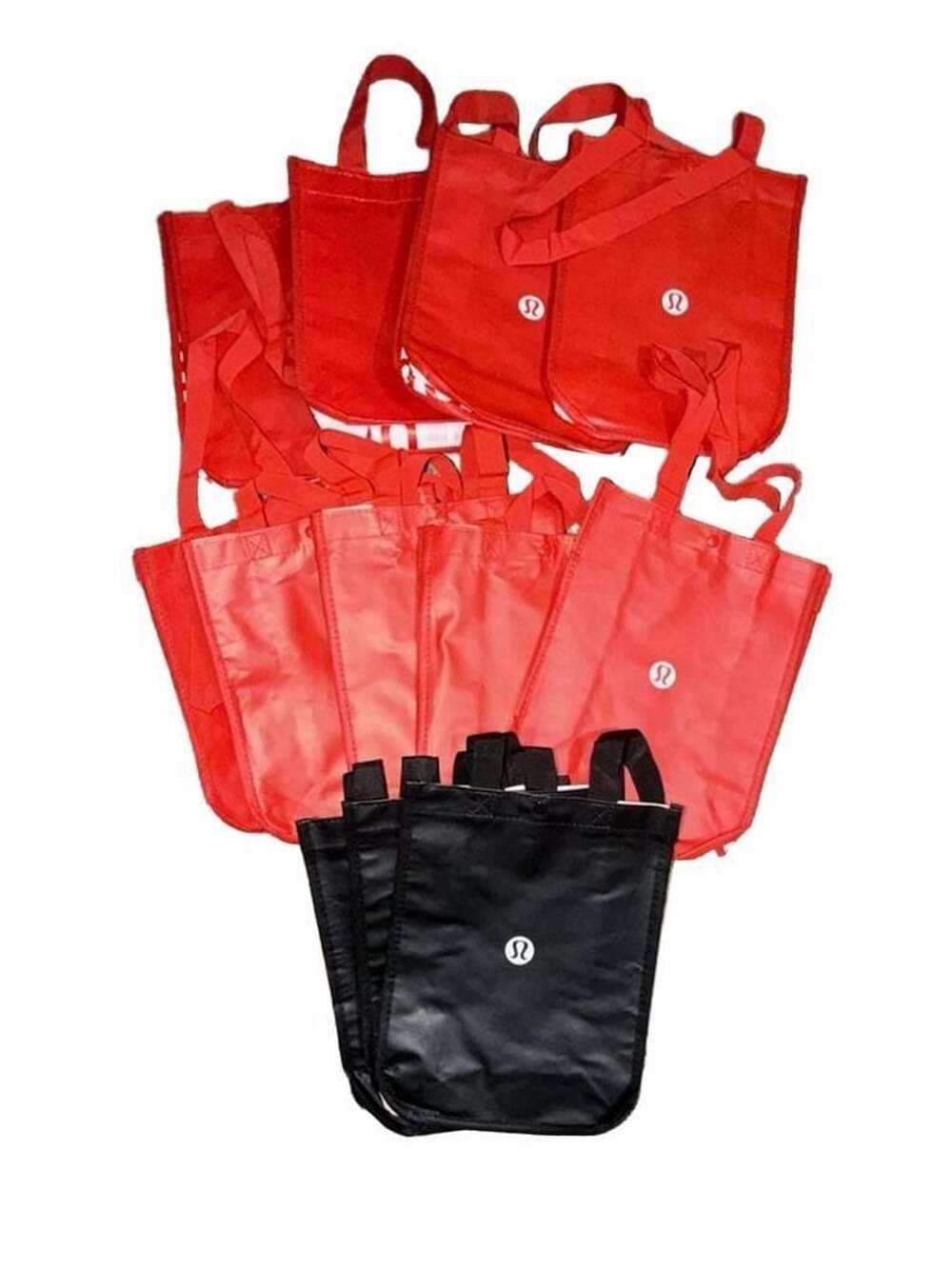 Lululemon Set of 12 Reusable Shopping Bags Red and Black